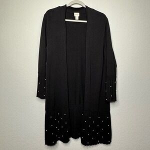 Chico's Pleated‎ Faux Pearl Cardigan- Sz 2 (12/14-L)